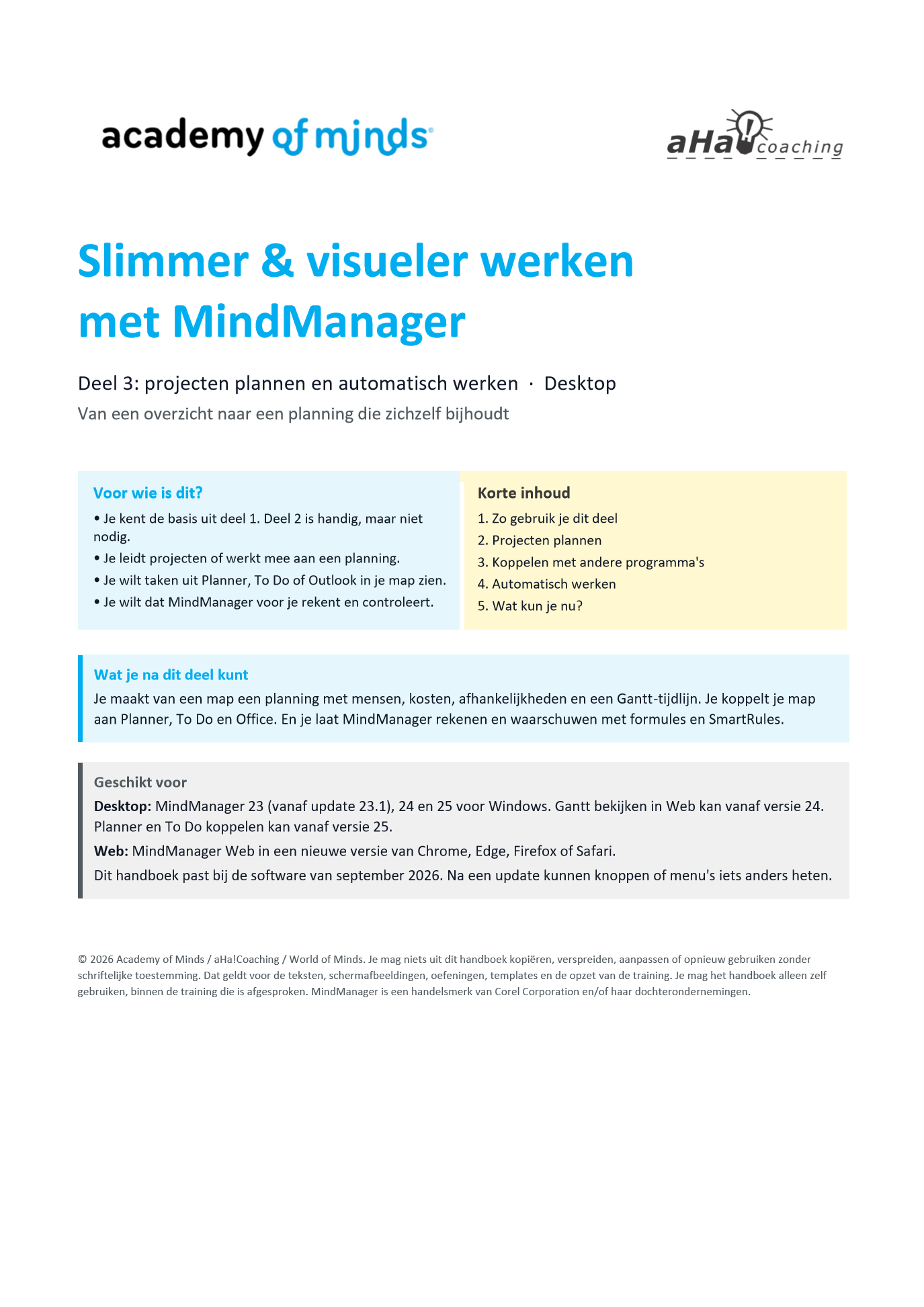 Pagina 1 van 6 uit Deel 3: projecten en automatisch werken